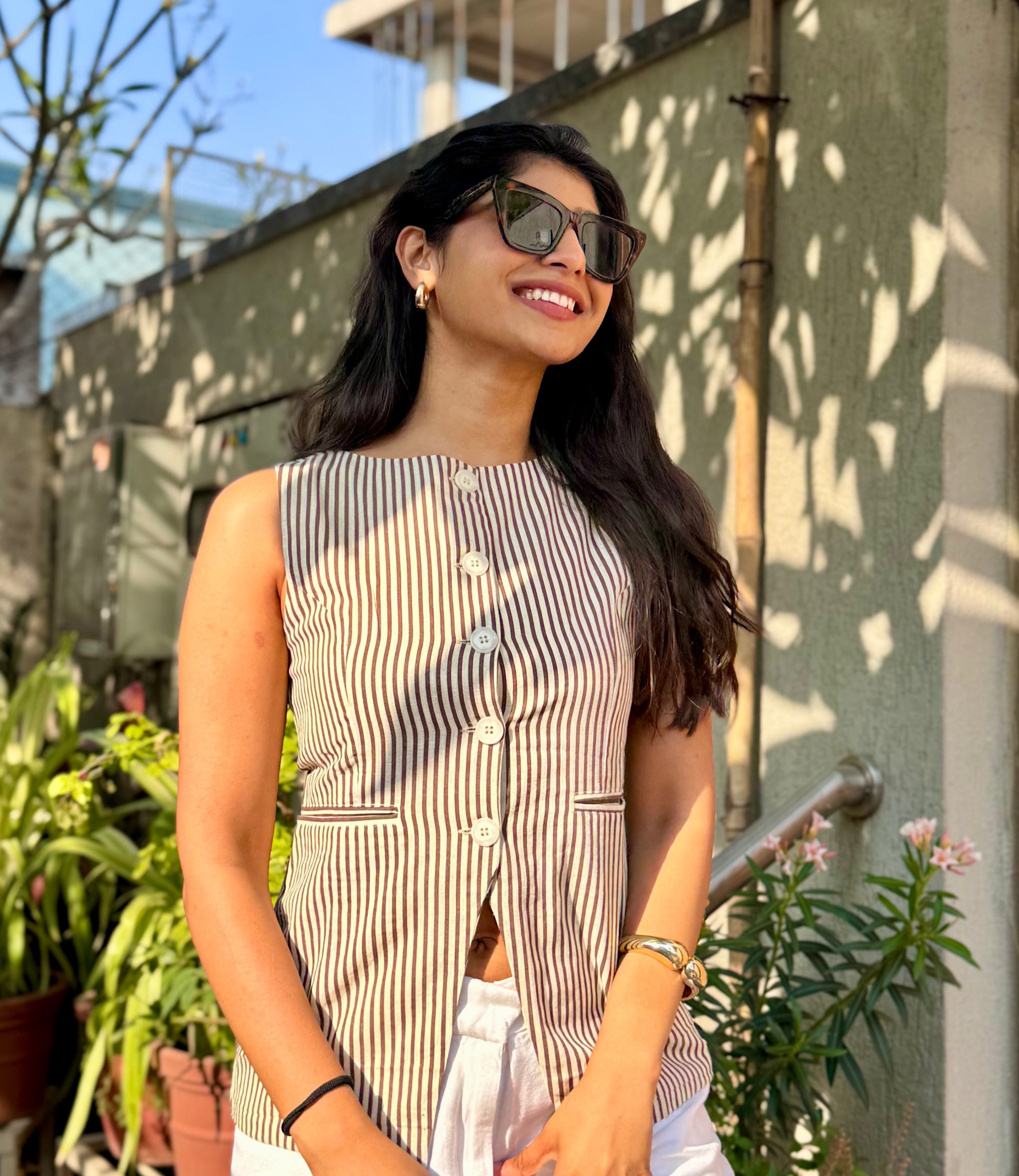 SIENNA STRIPED WAISTCOAT image 0