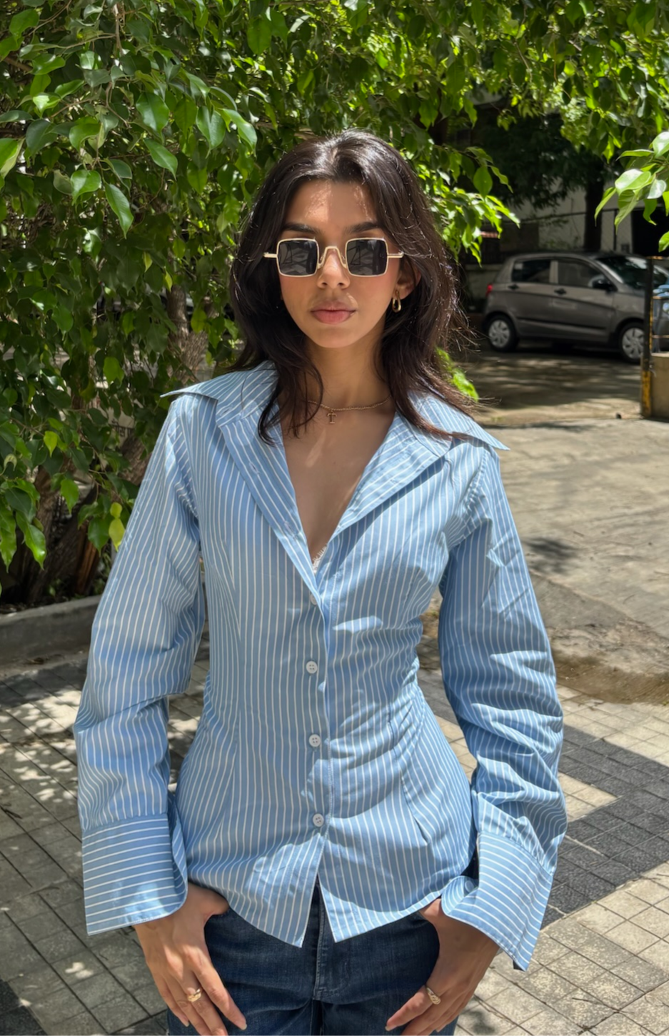 BIANCA SHIRT - DEEP PINK AND BLUE (COMBO)