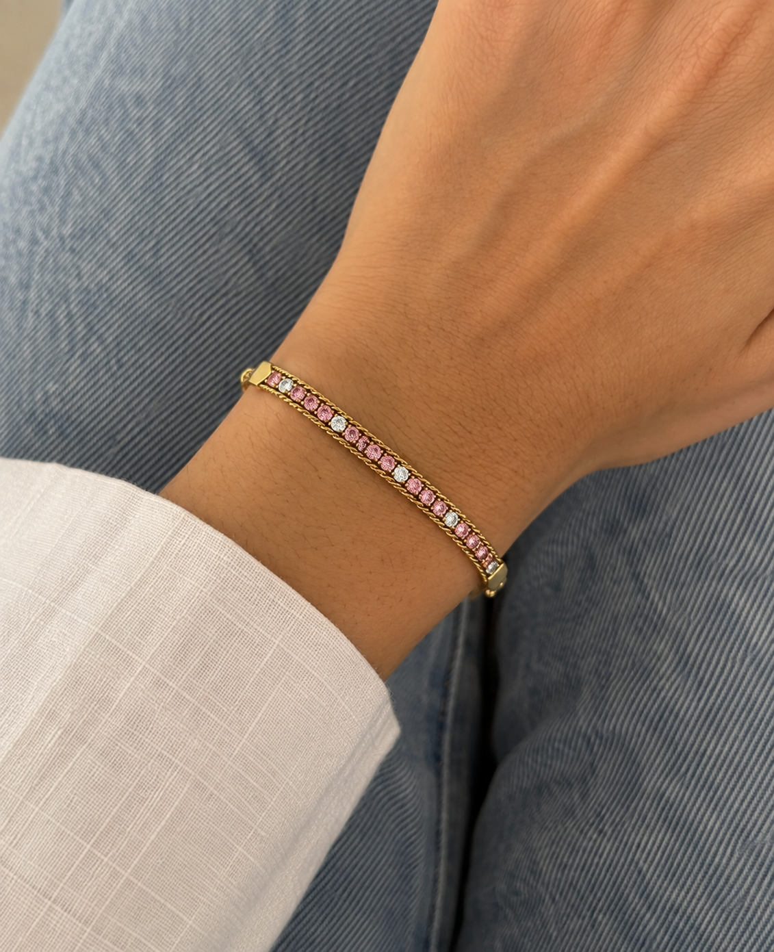 Myra Bracelet- Pink & White