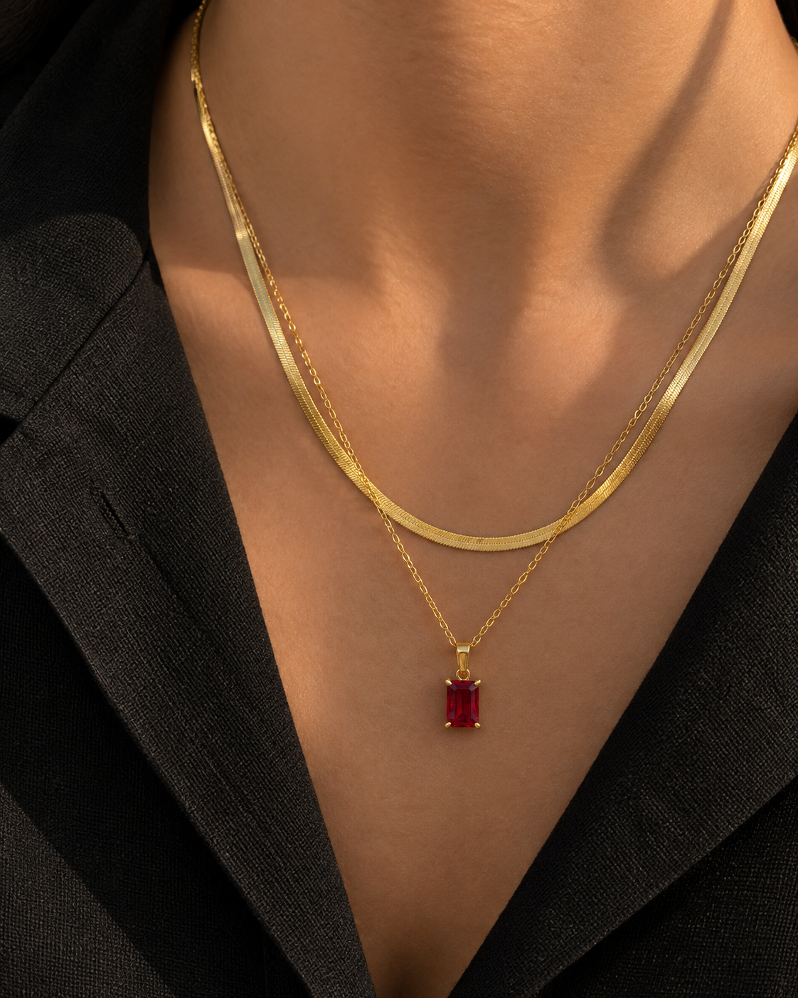 Ivy Double Layered Chain- Red