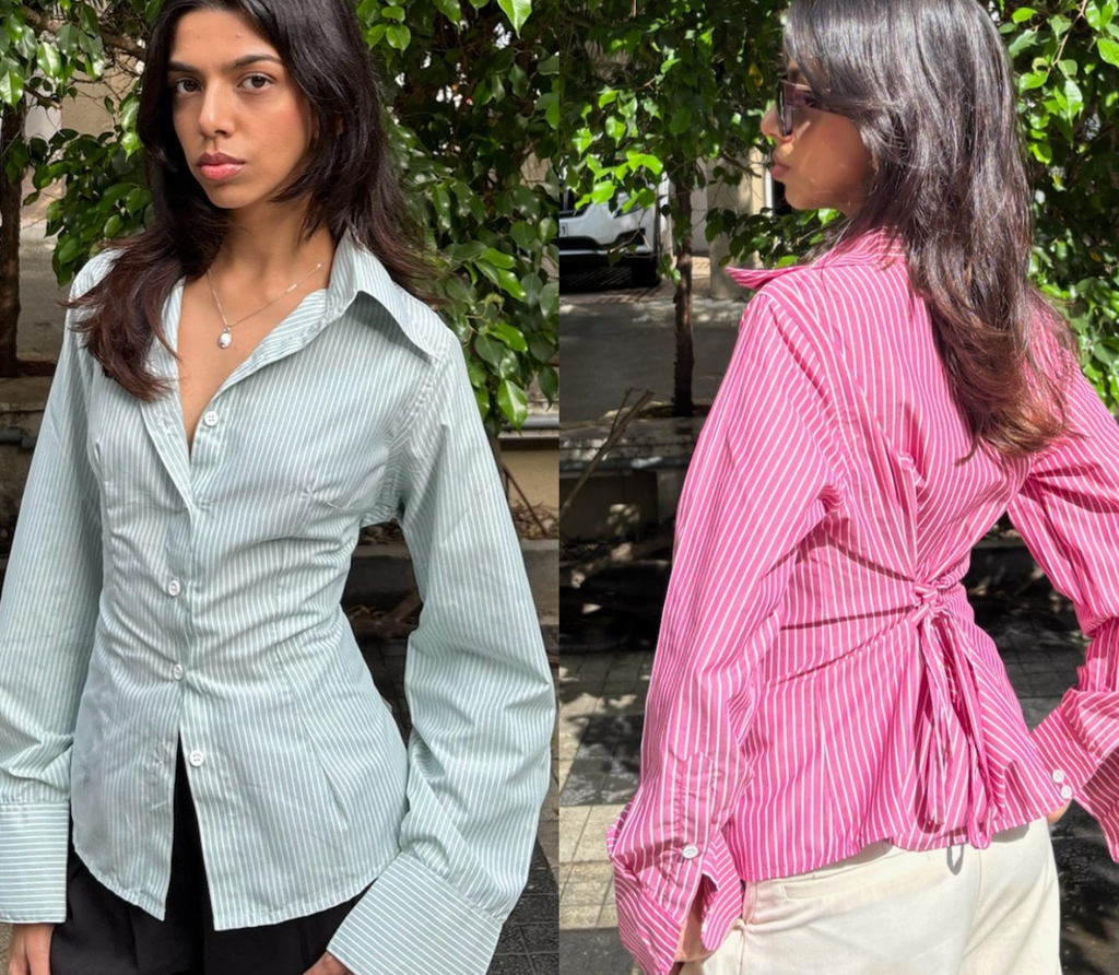 BIANCA SHIRT - DEEP PINK AND GREEN (COMBO)