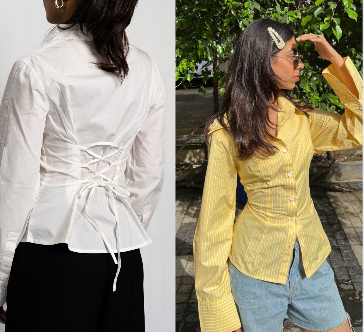 BIANCA SHIRT - WHITE AND YELLOW (COMBO)