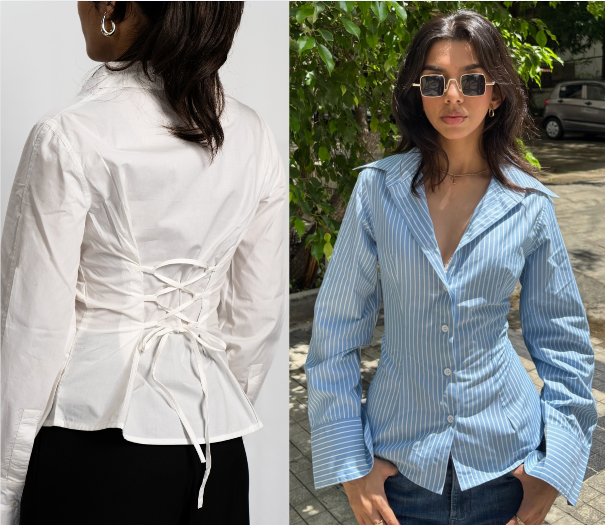 BIANCA SHIRT - WHITE AND BLUE (COMBO)