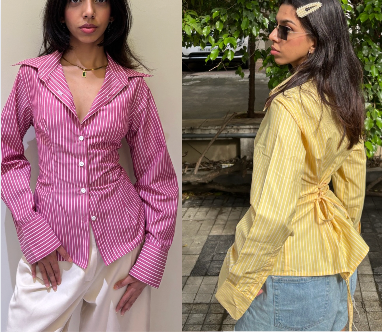 BIANCA SHIRT - DEEP PINK AND YELLOW(COMBO)