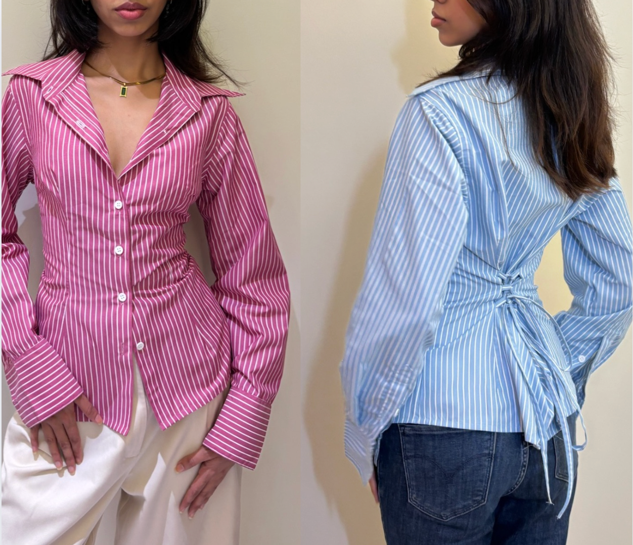 BIANCA SHIRT - DEEP PINK AND BLUE (COMBO)